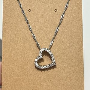 Heart‎ Pendant Silver Tone Adjustable Chain 17-21” Necklace Love